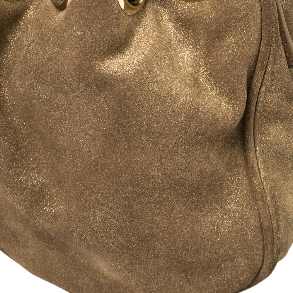 Jimmy Choo Gold Shimmer Suede Ramona Shoulder Bag For Sale 4