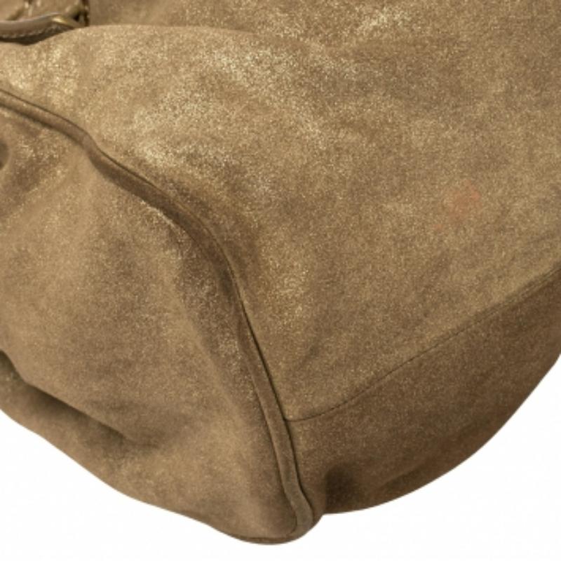 Brown Jimmy Choo Gold Shimmer Suede Ramona Shoulder Bag For Sale