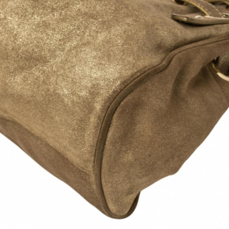 Women's Jimmy Choo Gold Shimmer Suede Ramona Shoulder Bag For Sale
