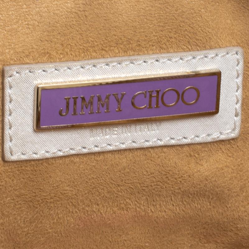 Jimmy Choo Gold Shimmering Leather Mave Foldover Clutch 4