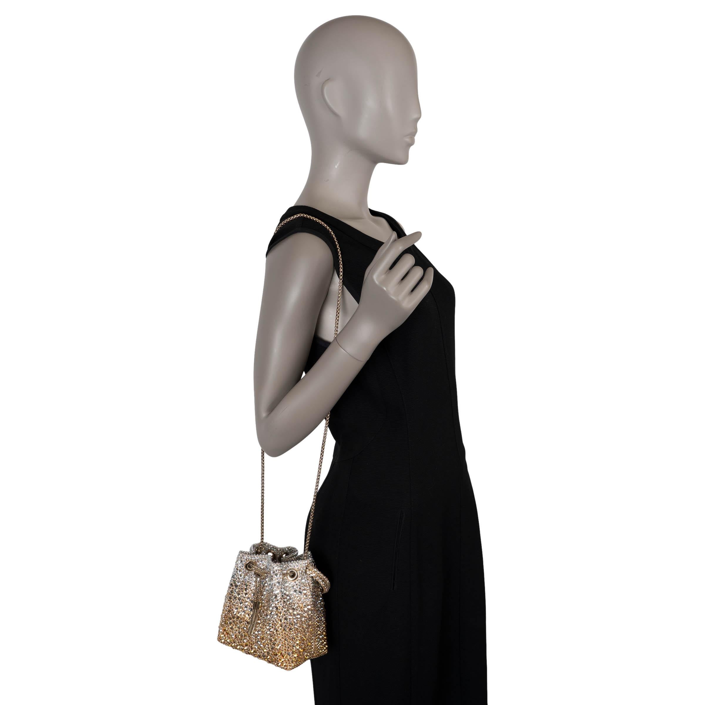 Borsa a secchiello BON BON CRYSTAL SATIN oro e argento di Jimmy Choo in vendita 5