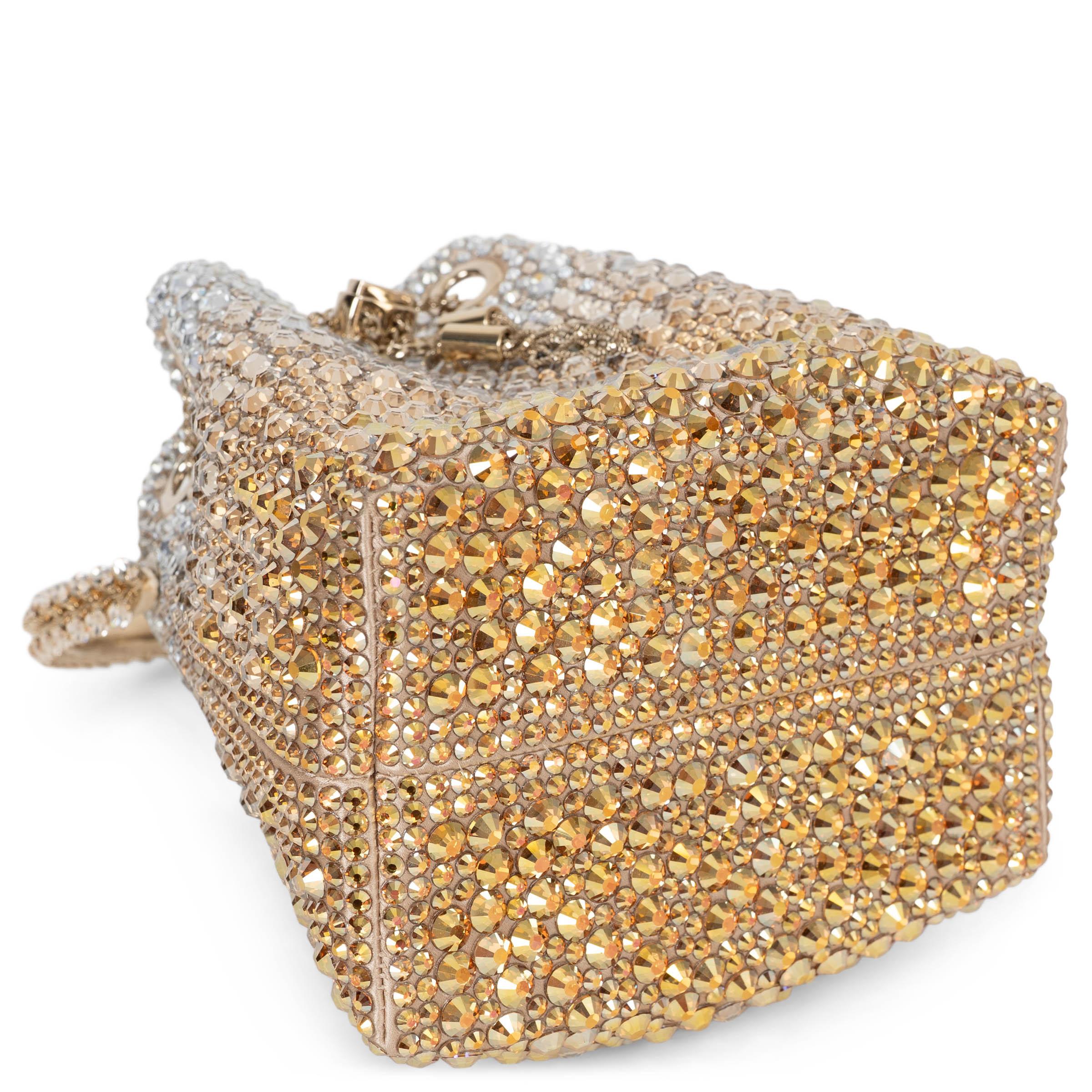 Borsa a secchiello BON BON CRYSTAL SATIN oro e argento di Jimmy Choo In condizioni ottime in vendita a Zürich, CH