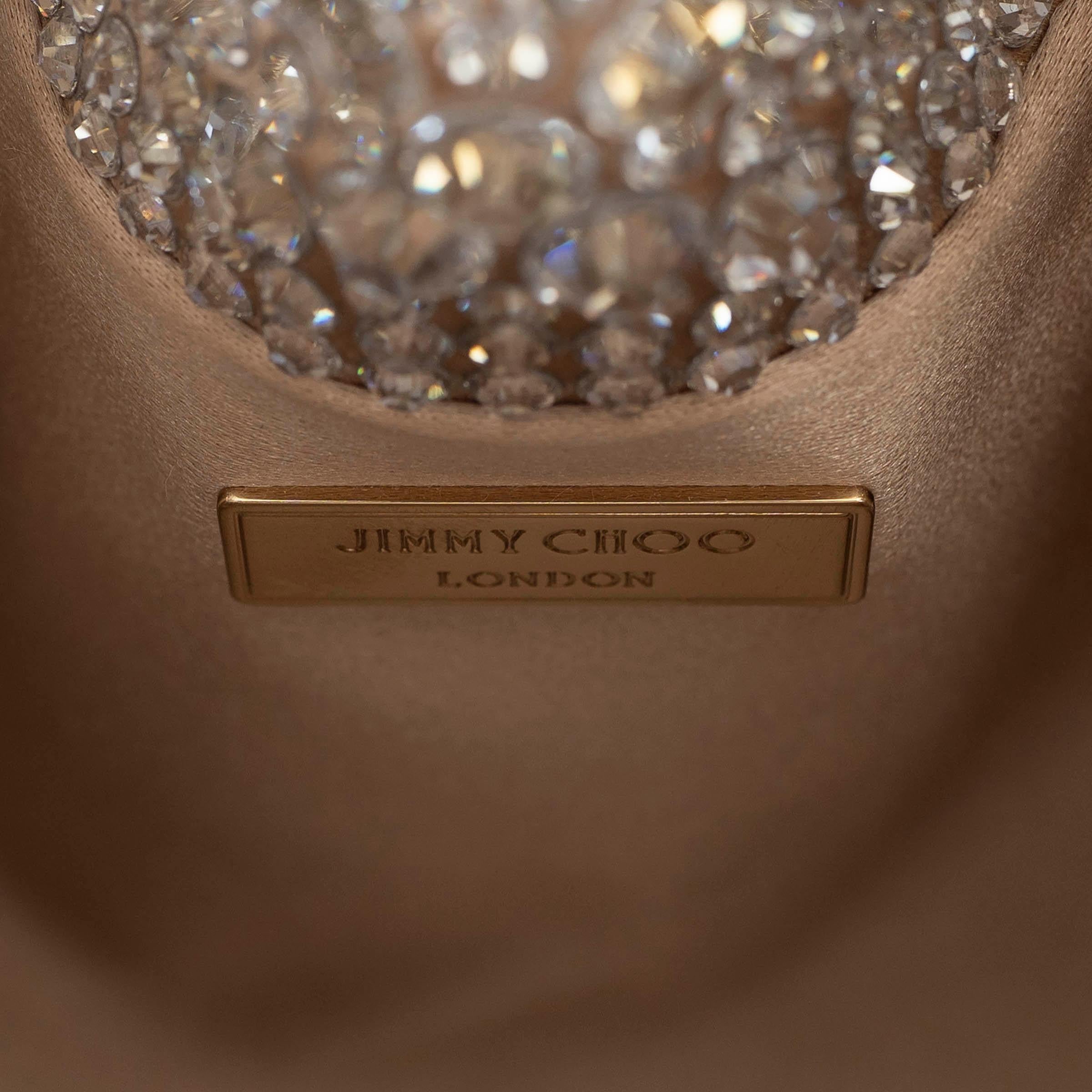 Borsa a secchiello BON BON CRYSTAL SATIN oro e argento di Jimmy Choo in vendita 3