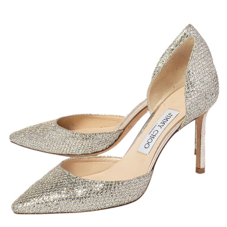 Jimmy Choo Gold Silver Glitter Addison D Orsay Pumps Size 37 For Sale At 1stdibs