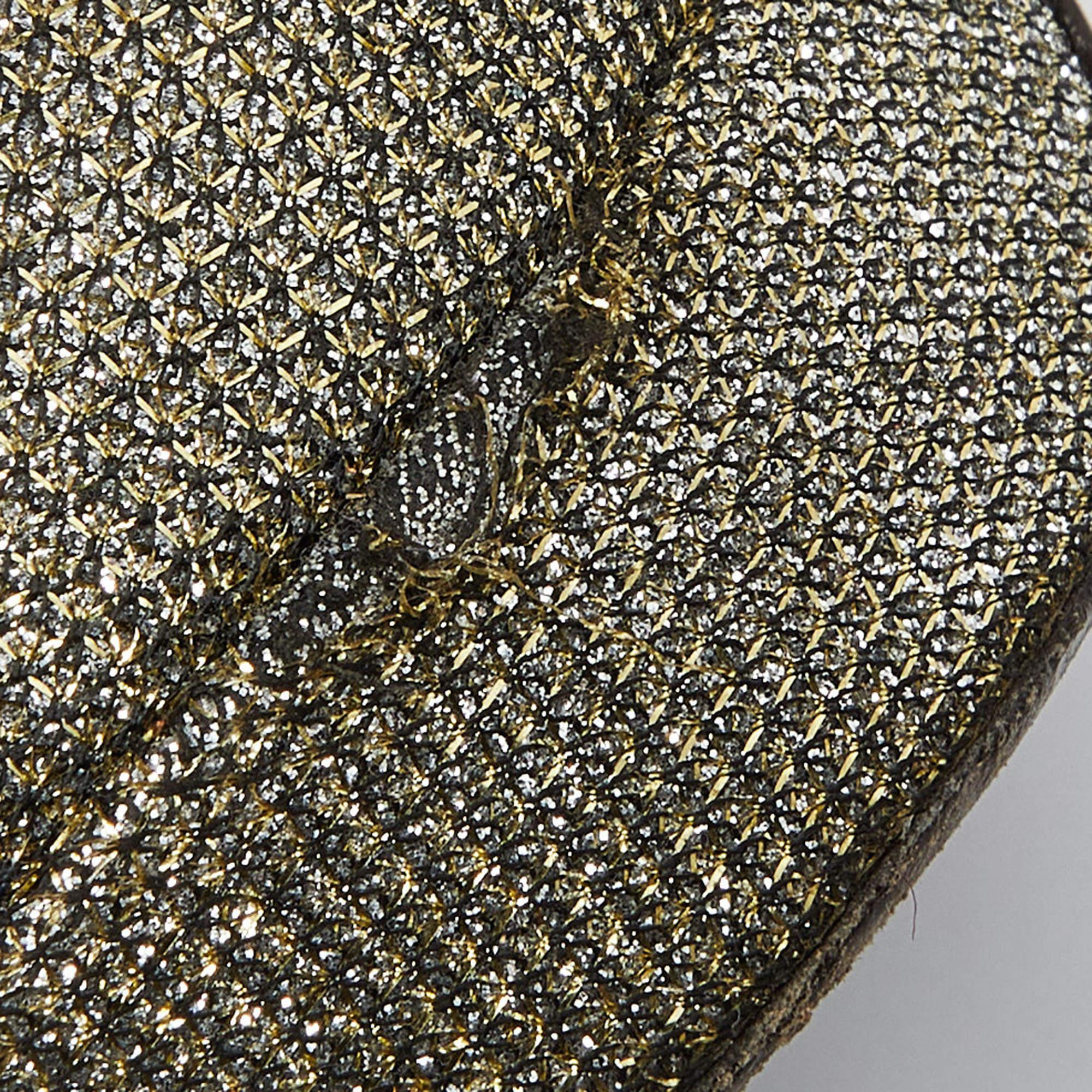 Jimmy Choo Gold/Silver Glitter Fabric Dahlia Platform Pumps Size 39.5 For Sale 3