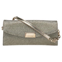 Used Jimmy Choo Gold/Silver Glitter Riane Clutch Bag