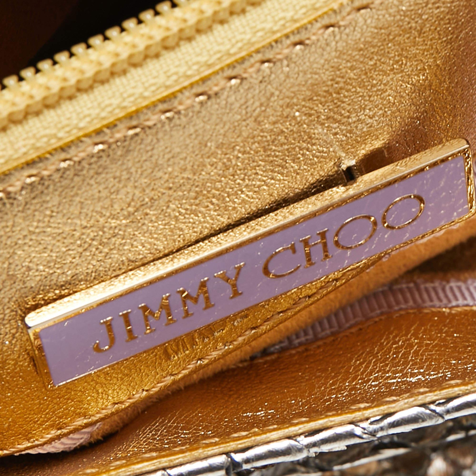 Jimmy Choo Gold/Silver Snakeskin Small Tulita Shoulder Bag For Sale 8