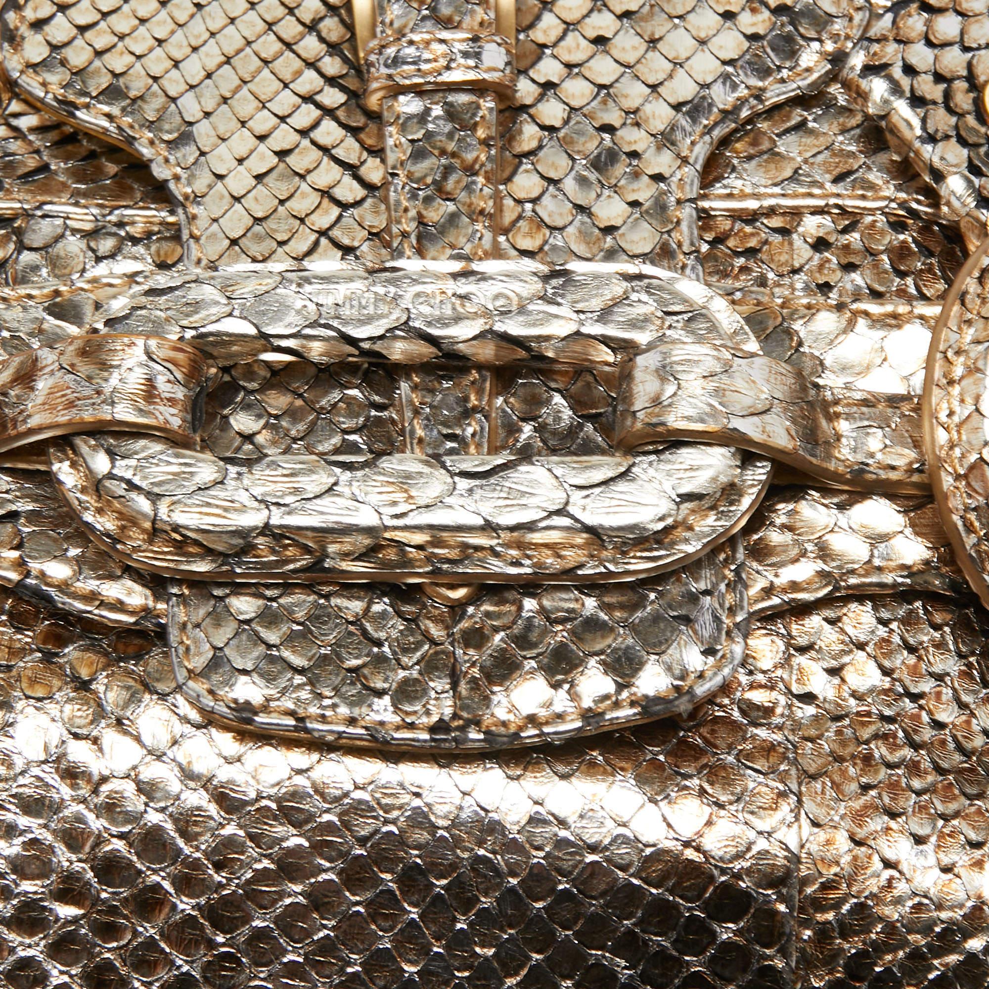 Jimmy Choo Gold/Silver Snakeskin Small Tulita Shoulder Bag For Sale 10