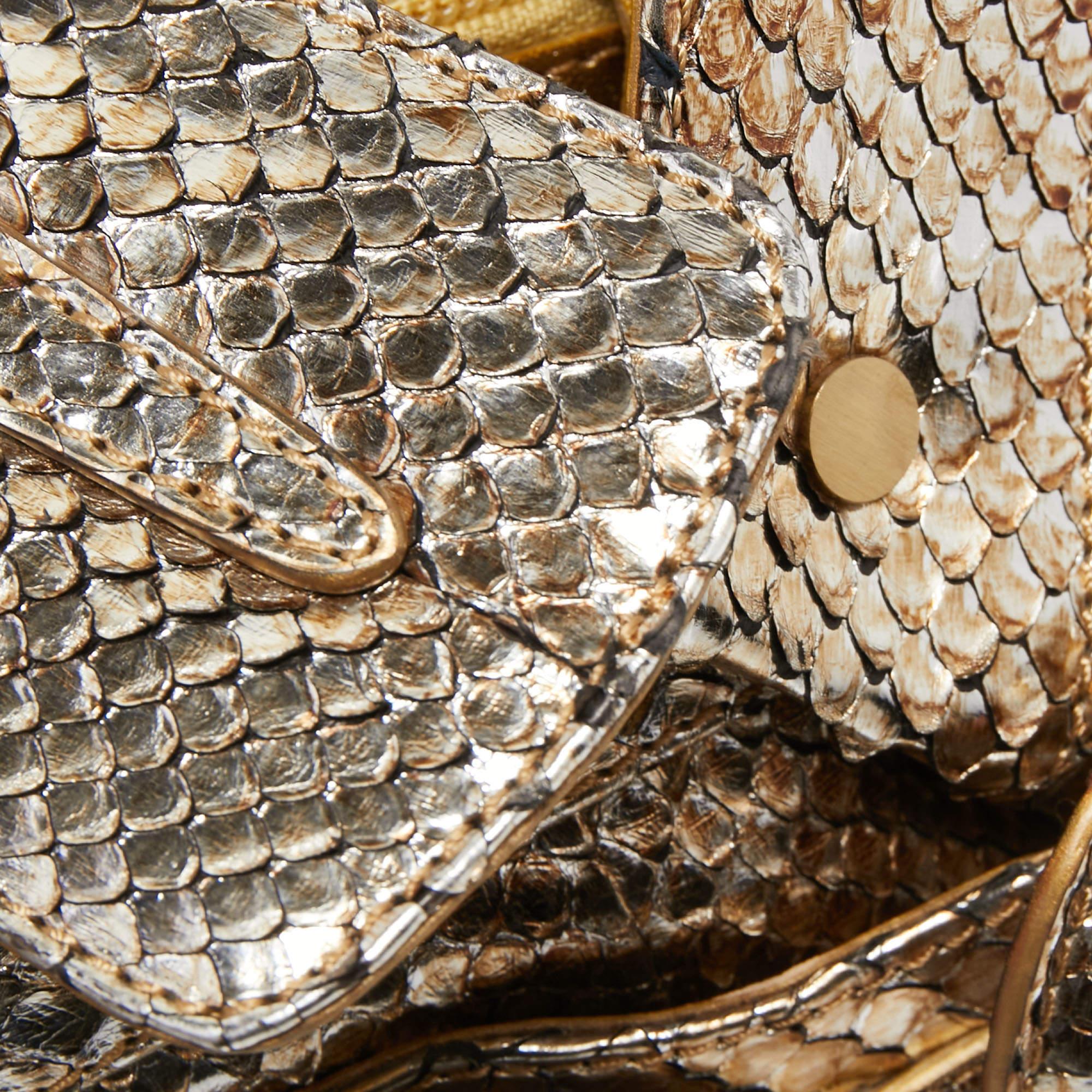 Women's Jimmy Choo Gold/Silver Snakeskin Small Tulita Shoulder Bag For Sale