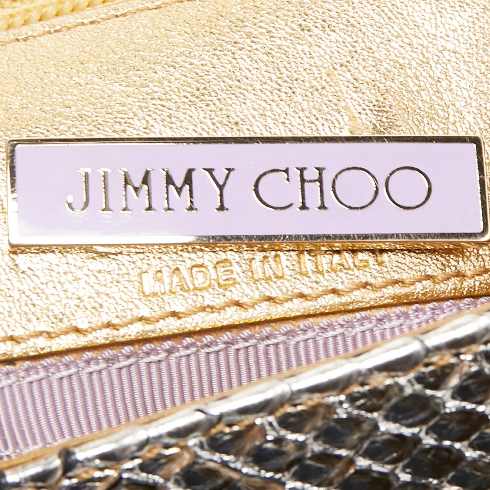 Jimmy Choo Gold/Silver Snakeskin Small Tulita Shoulder Bag For Sale 2