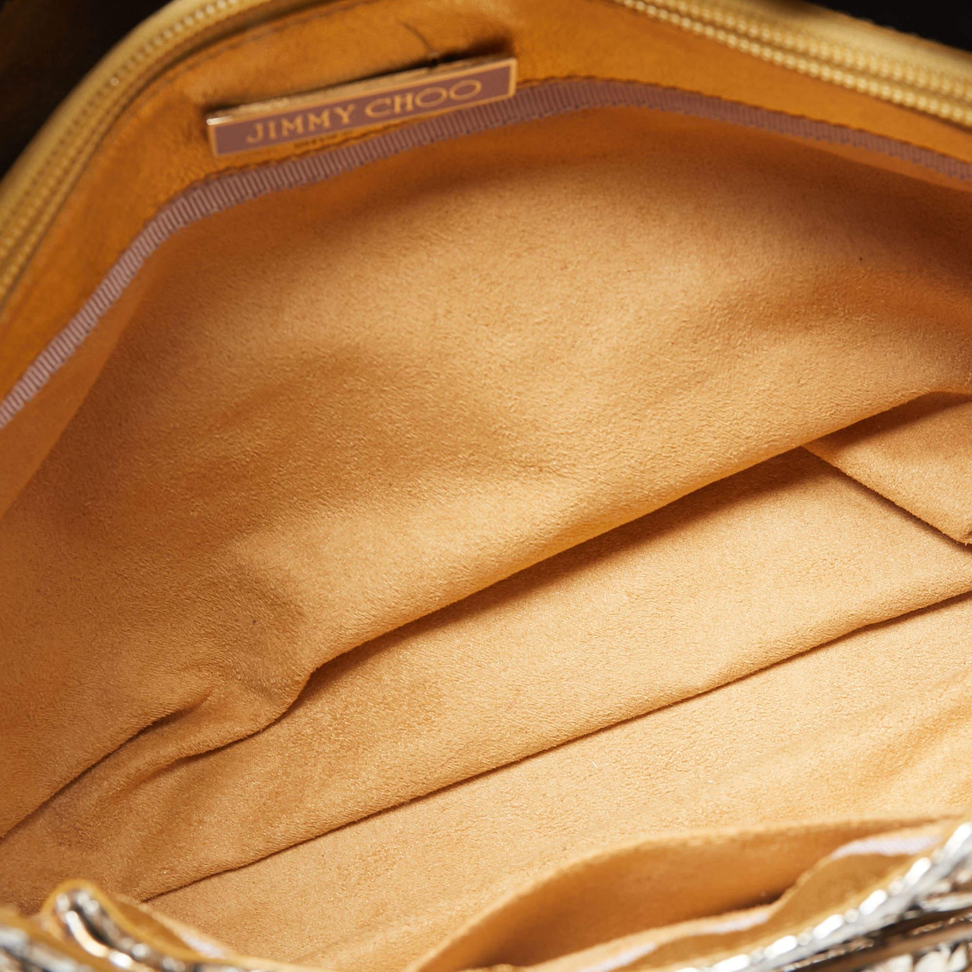 Jimmy Choo Gold/Silver Snakeskin Small Tulita Shoulder Bag For Sale 3