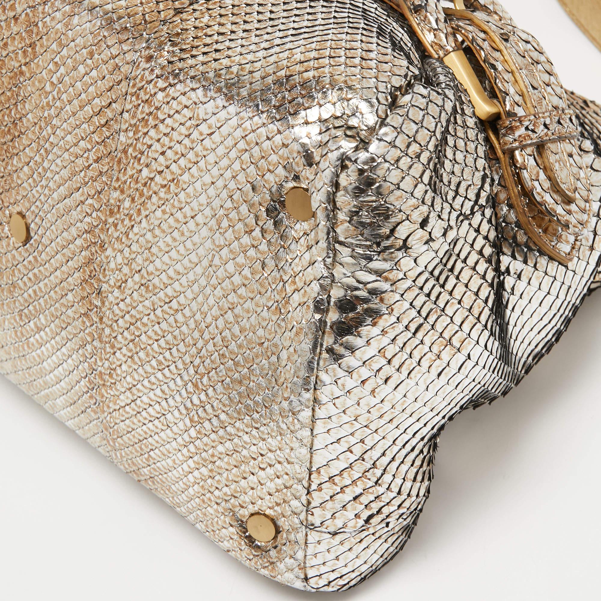 Jimmy Choo Gold/Silver Snakeskin Small Tulita Shoulder Bag For Sale 4