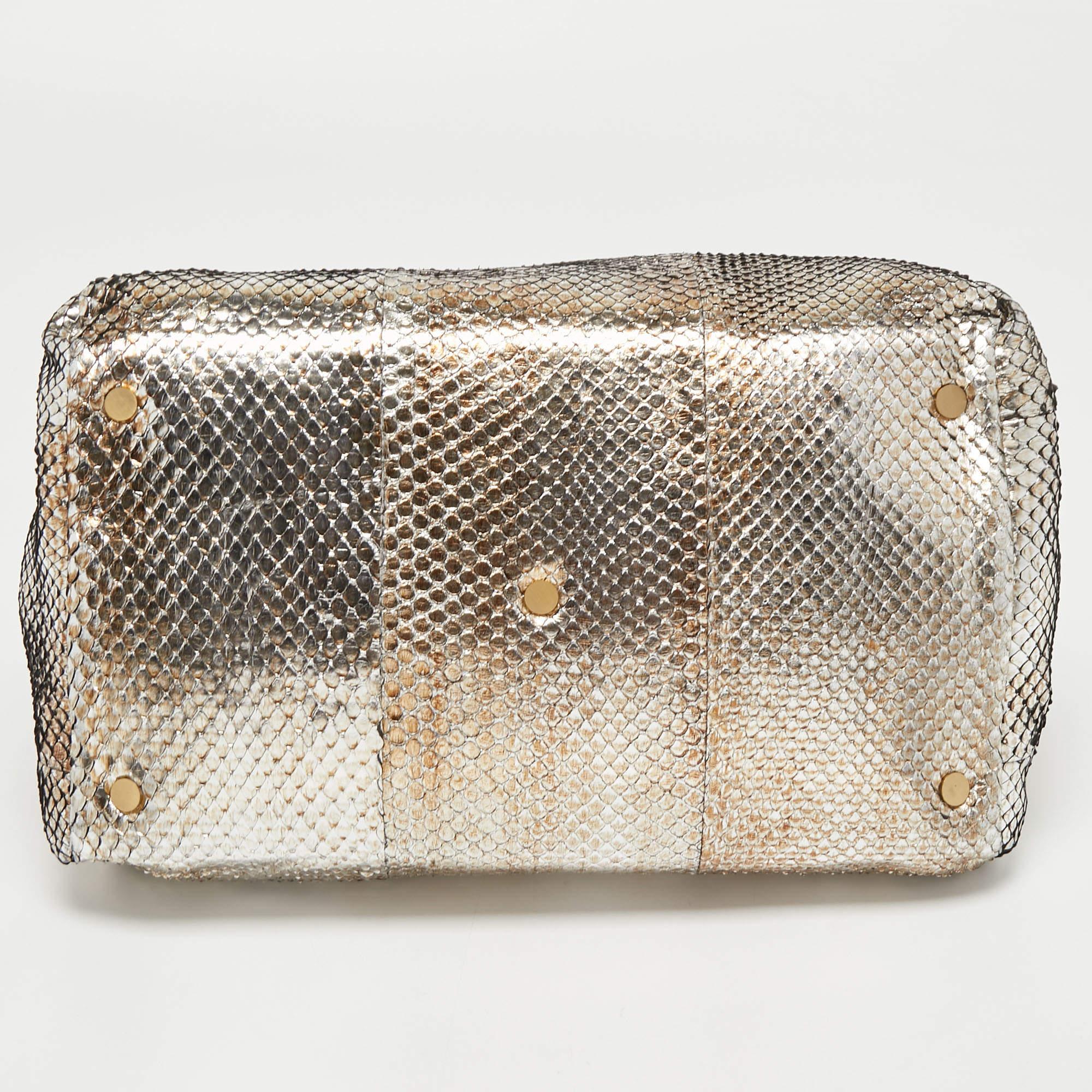 Jimmy Choo Gold/Silver Snakeskin Small Tulita Shoulder Bag For Sale 5