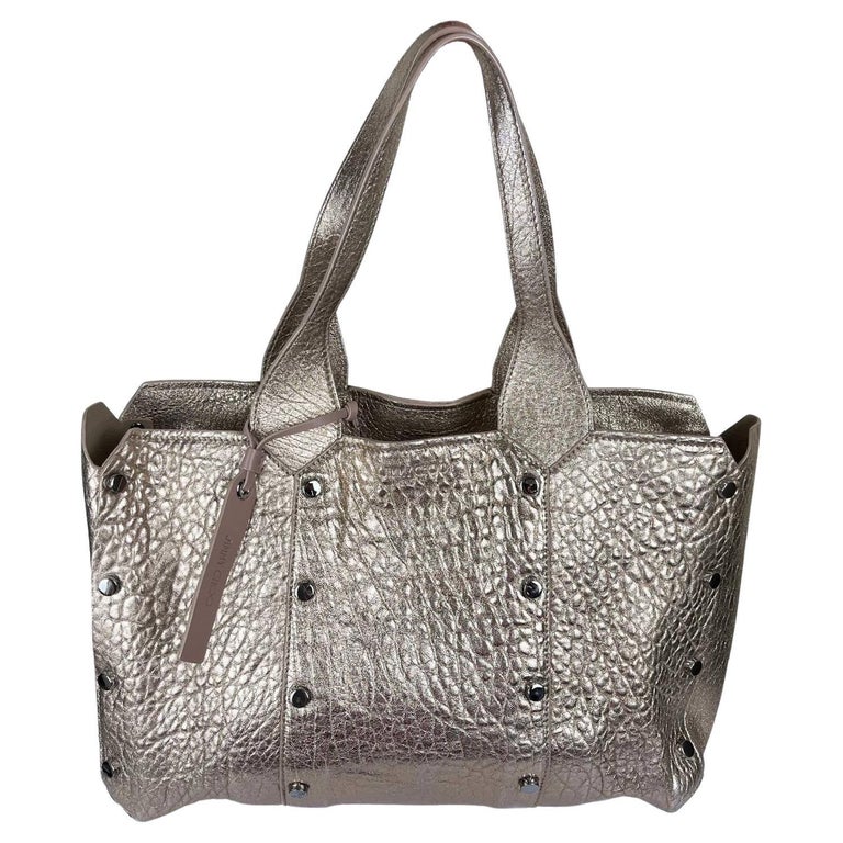 Jimmy Choo Gold Stud Structured Leather Tote For Sale at 1stDibs