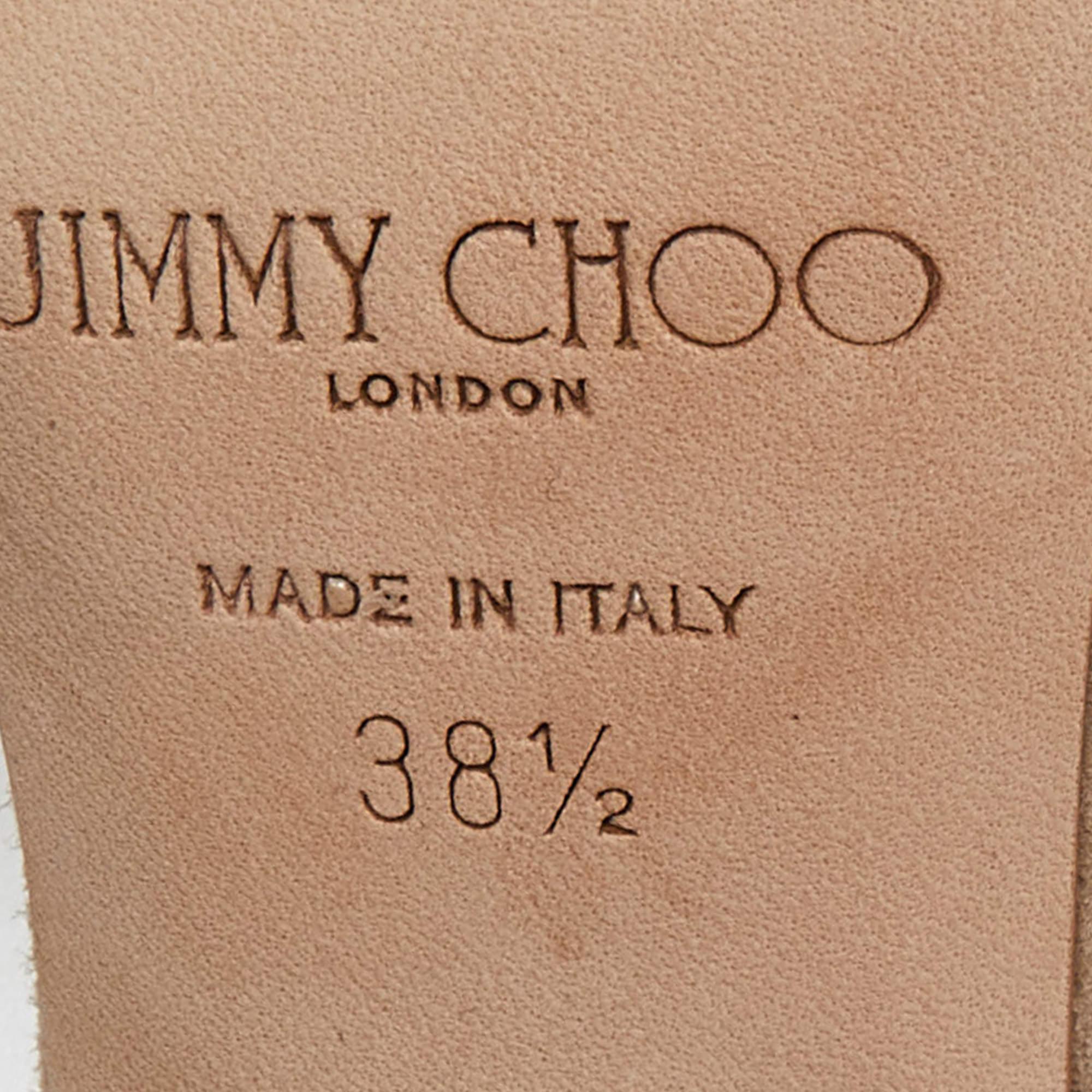 Jimmy Choo Gold Suede Kizzy-100 Embellished Pumps Size 38.5 For Sale 4