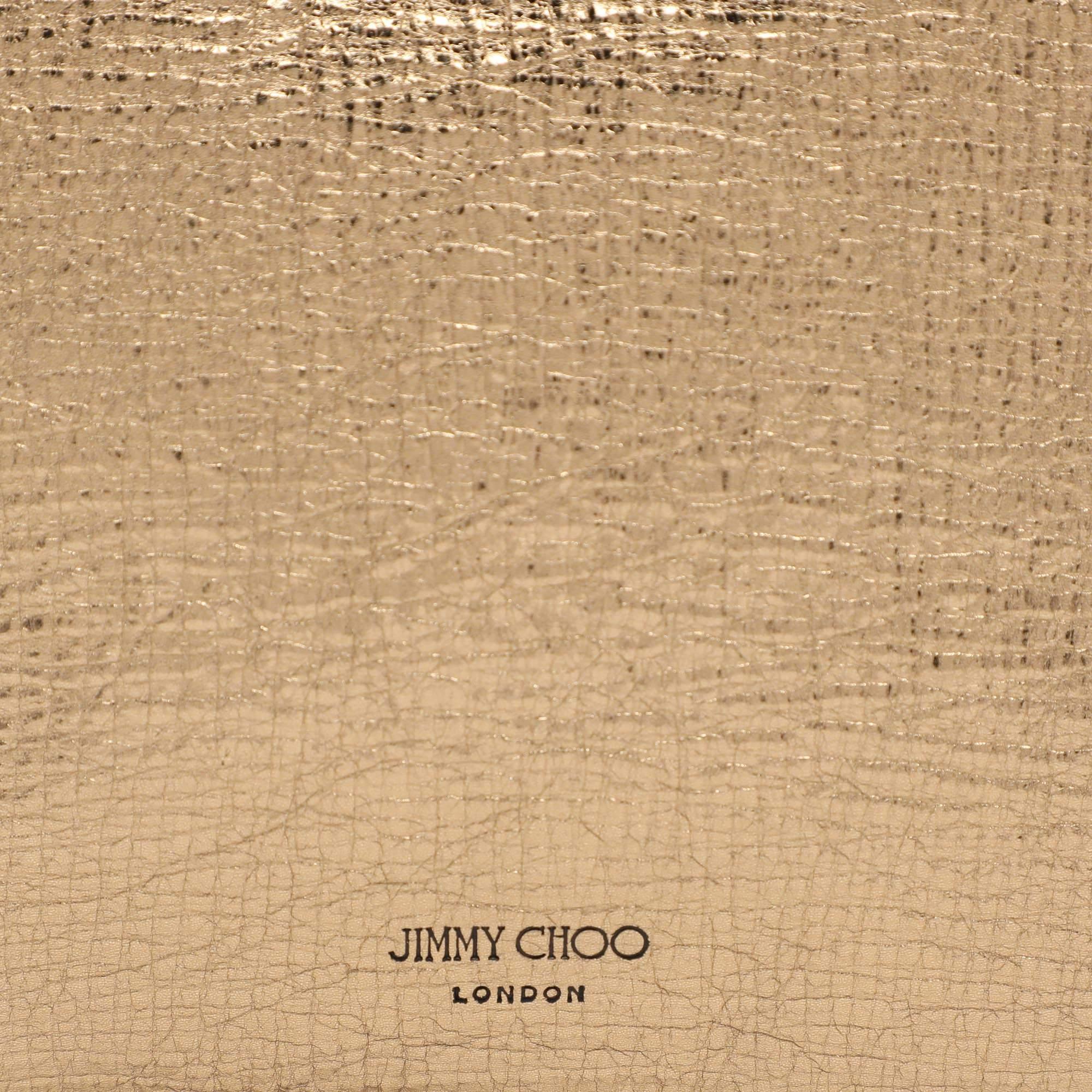 Jimmy Choo Gold Textured Leather Callie Shoulder Bag 1