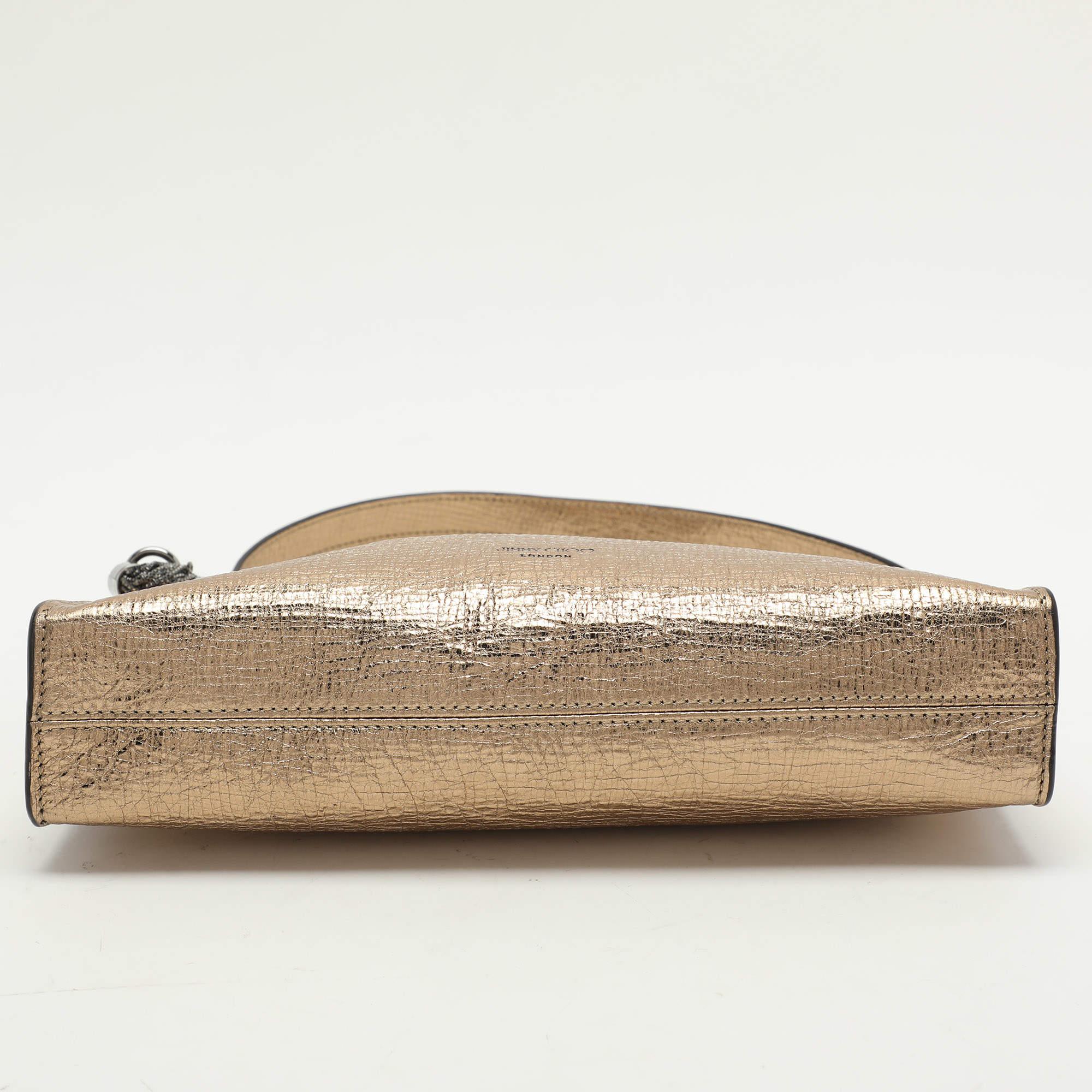 Jimmy Choo Gold Textured Leather Callie Shoulder Bag 3