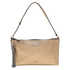 Jimmy Choo Gold Textured Leather Callie Shoulder Bag