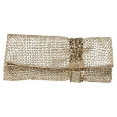 Jimmy Choo Gold Woven Leather Chandra Clutch