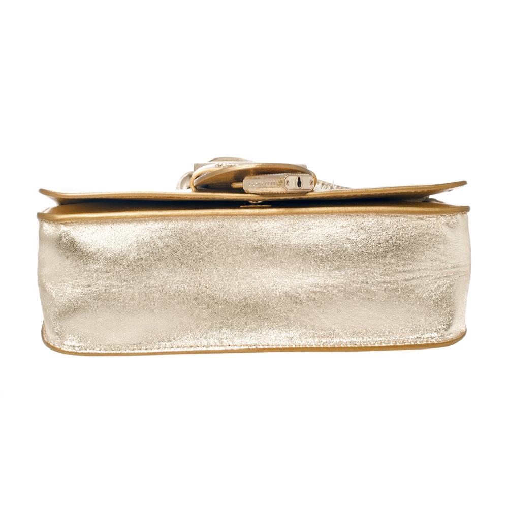 De las mujeres Bolso de hombro con solapa y candado de piel tejida dorada de Jimmy Choo