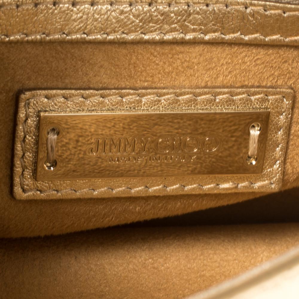 Jimmy Choo Gold Woven Leather Padlock Flap Shoulder Bag 4