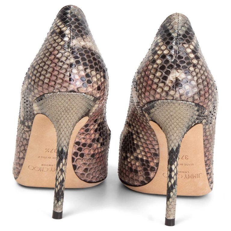 JIMMY CHOO gradient taupe PYTHON ABEL 100 Pumps Shoes 37.5 For Sale at 1stDibs