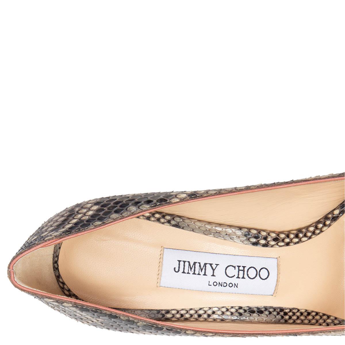 Chaussures à talons JIMMY CHOO taupe dégradé PYTHON ABEL 100 37,5 en vente 2