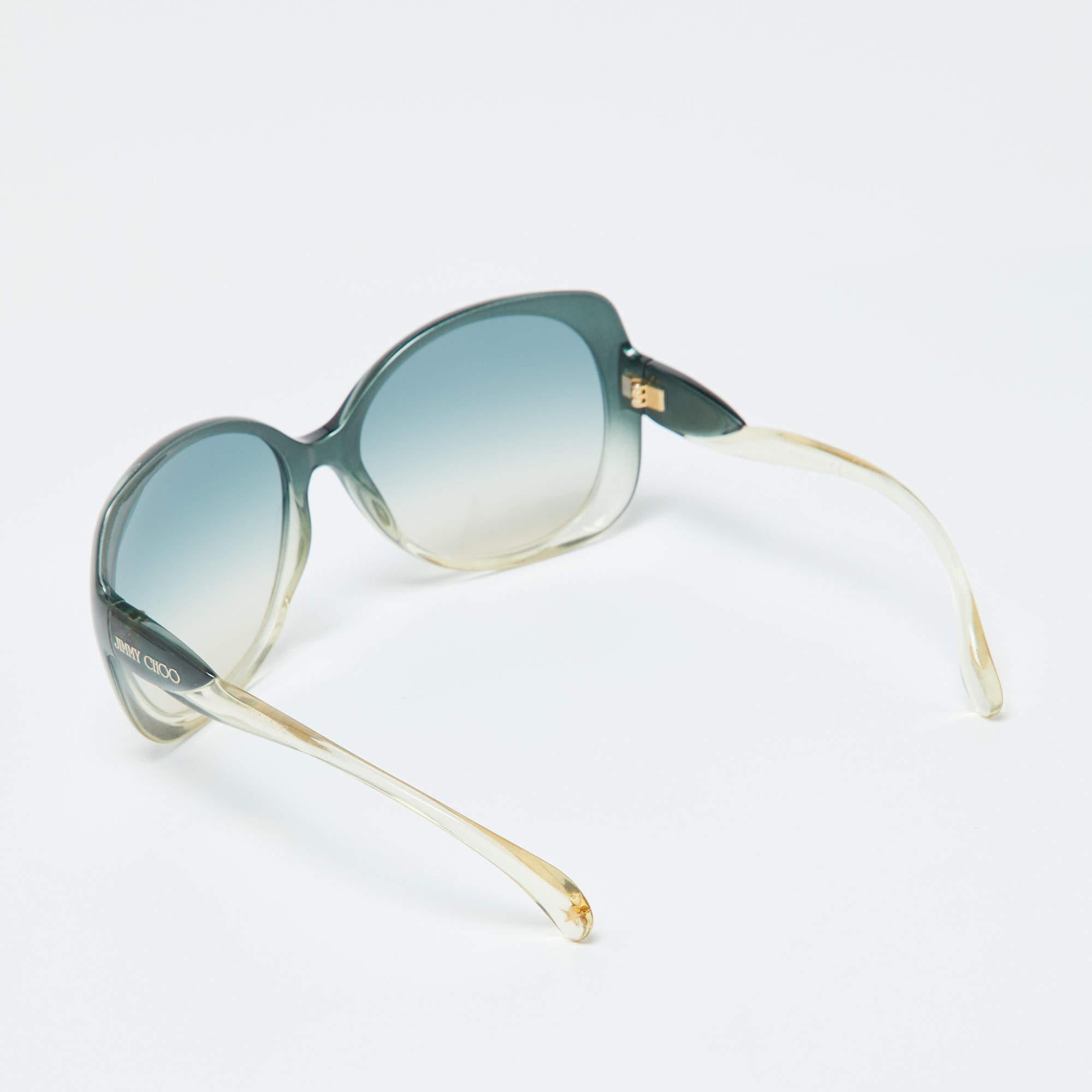 Elevate your eyewear game with these Jimmy Choo oversized sunglasses. Meticulously crafted from premium materials they offer unparalleled protection and a timeless design making them a must have accessory for the fashion forward.