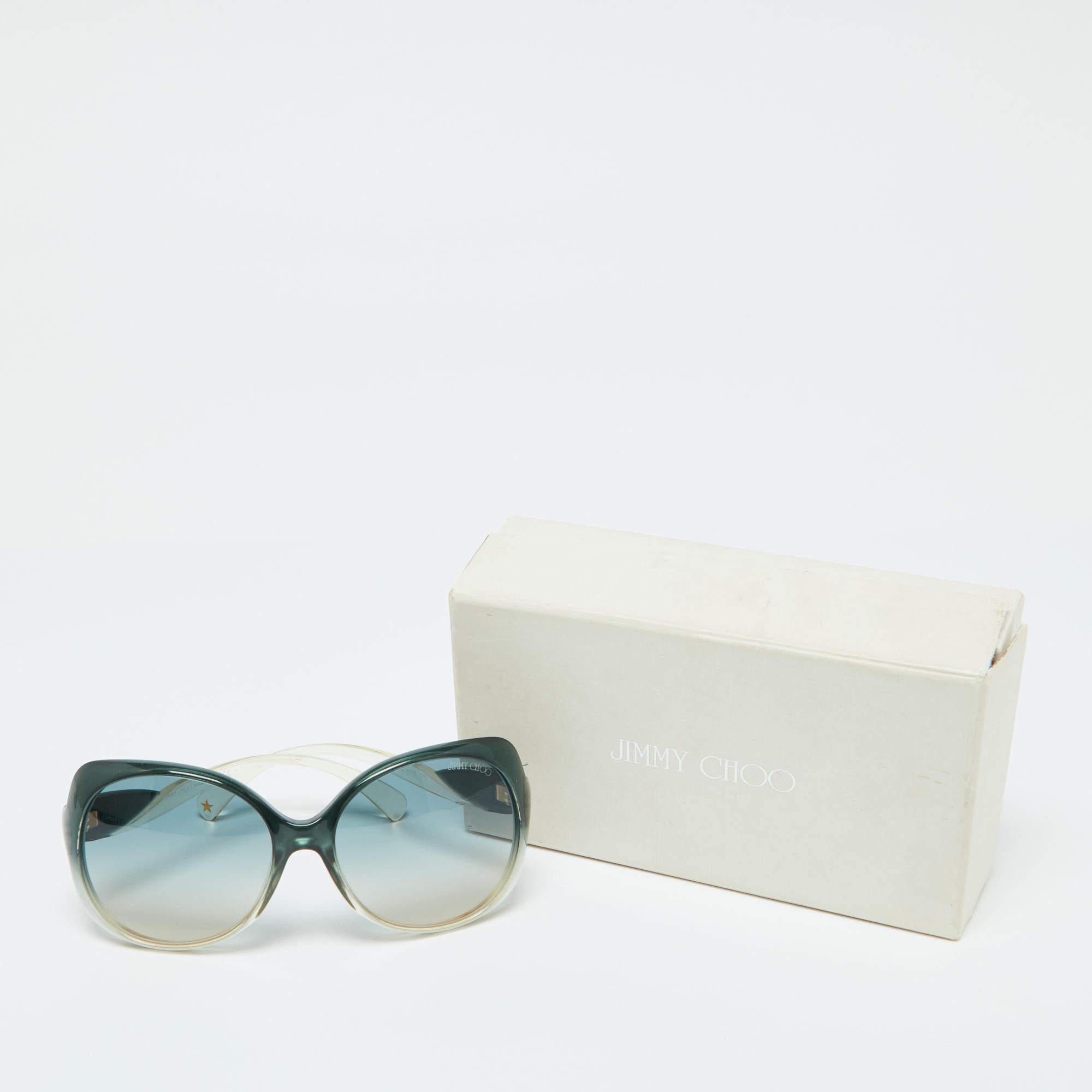 Jimmy Choo Green/Green Gradient Dahlia/S Oversized Sunglasses In Good Condition For Sale In Dubai, Al Qouz 2
