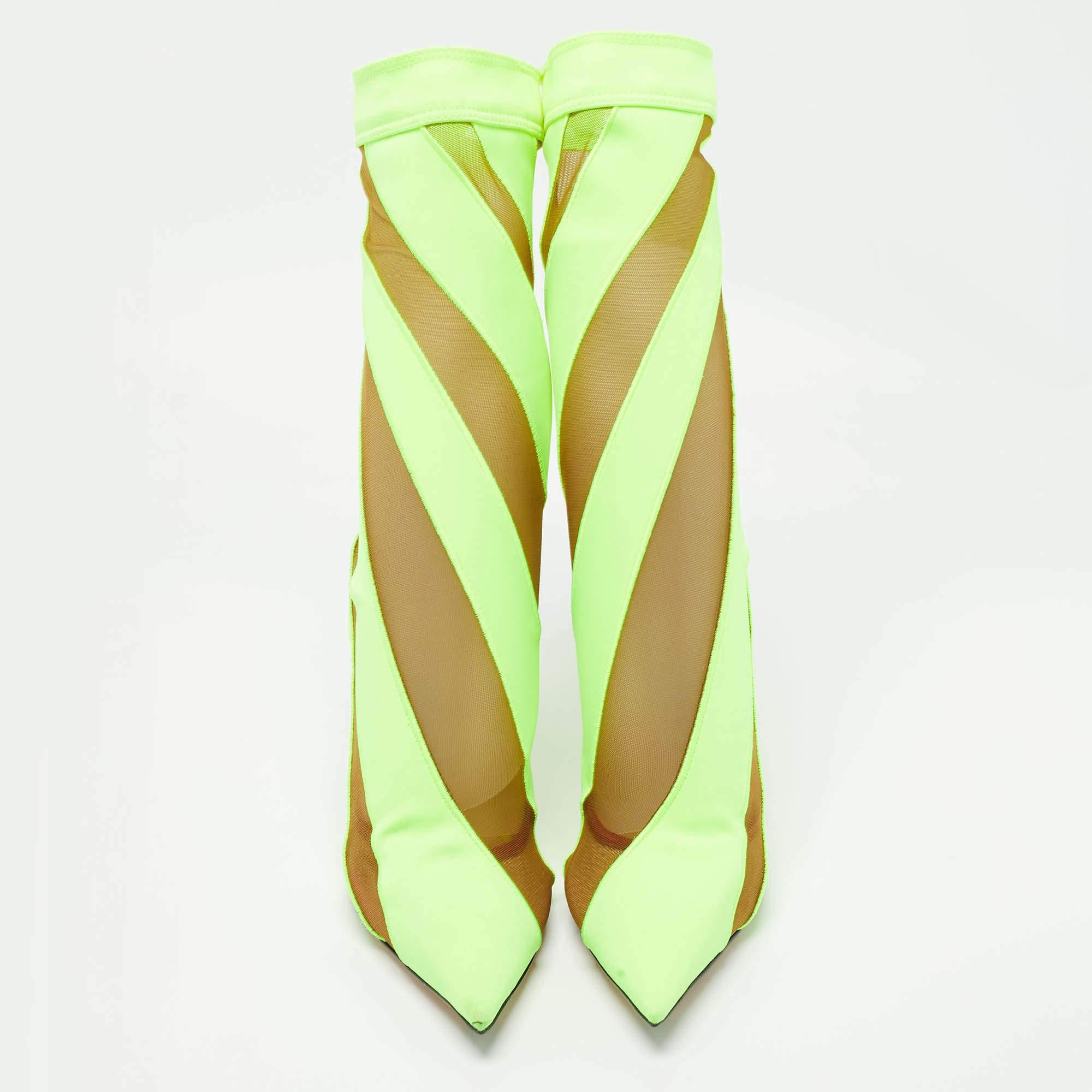 Vert Jimmy Choo - Bottes chaussettes vertes en maille et nylon, taille 39 en vente