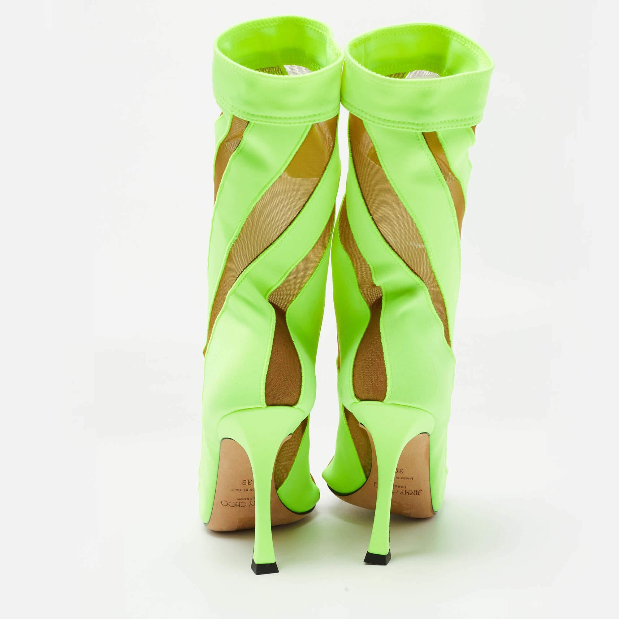 Jimmy Choo - Bottes chaussettes vertes en maille et nylon, taille 39 Pour femmes en vente