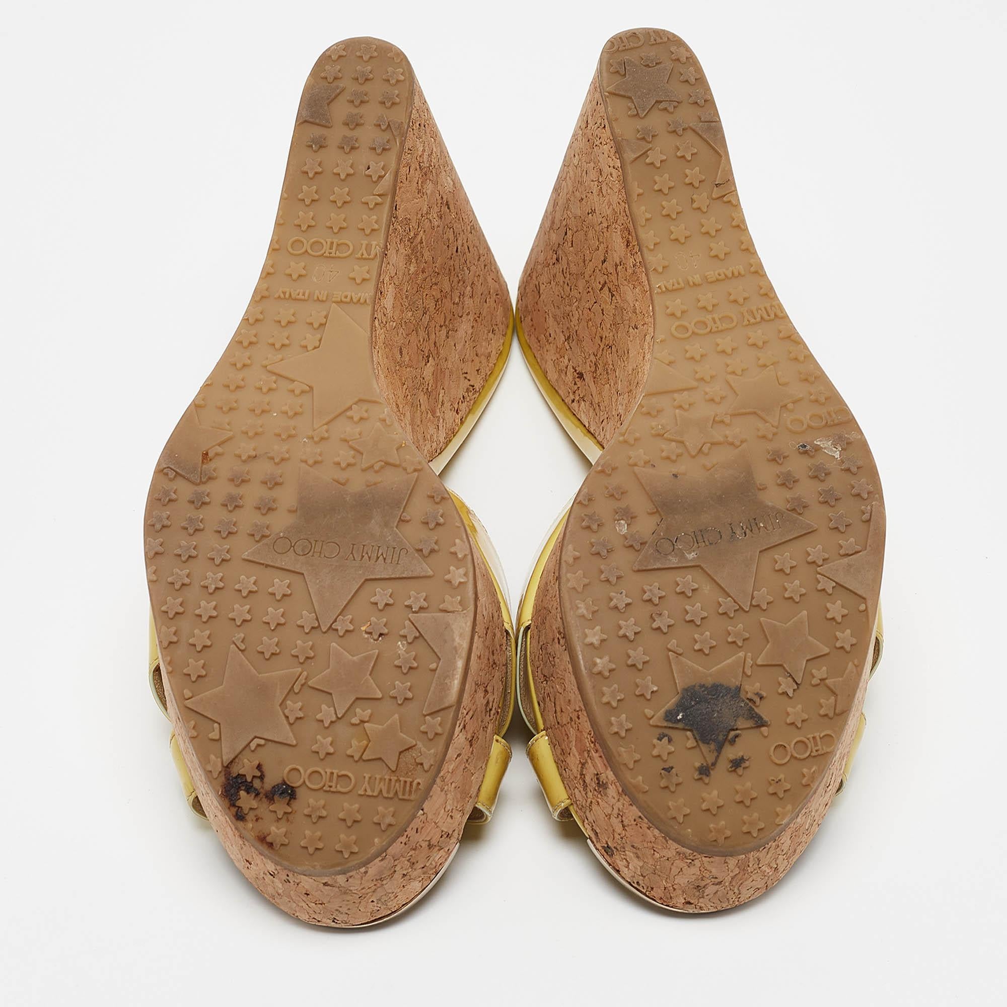 Jimmy Choo Green Patent Leather Prima Wedge Sandals Size 40 1