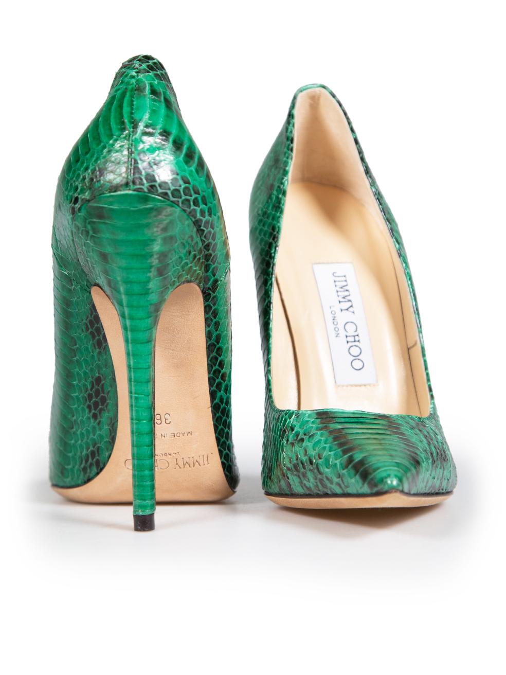 Jimmy Choo Green Python Embossed Anouk Pumps Size IT 36 In New Condition In London, GB