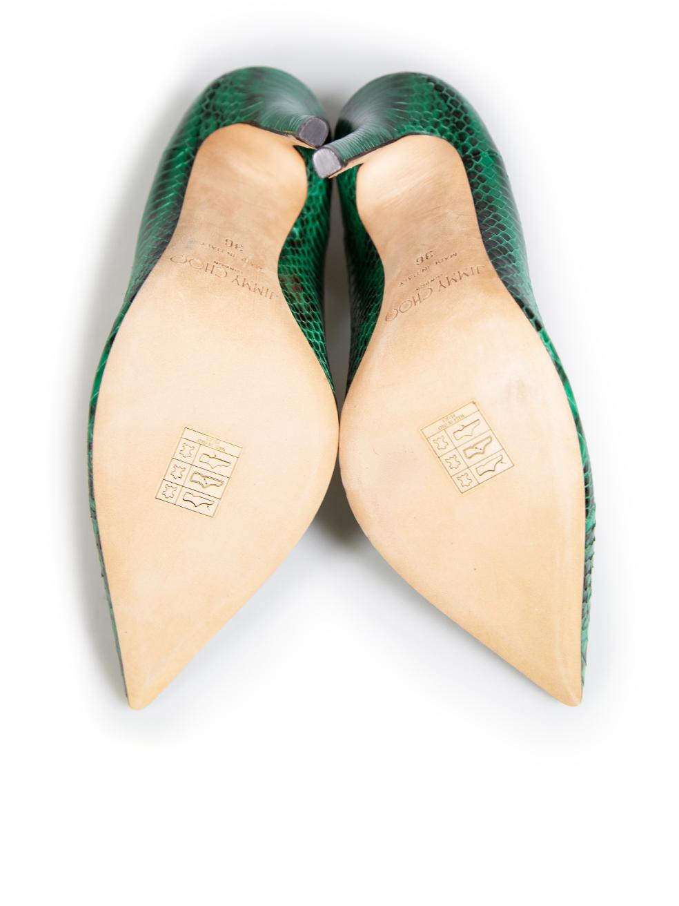 Women's Jimmy Choo Green Python Embossed Anouk Pumps Size IT 36