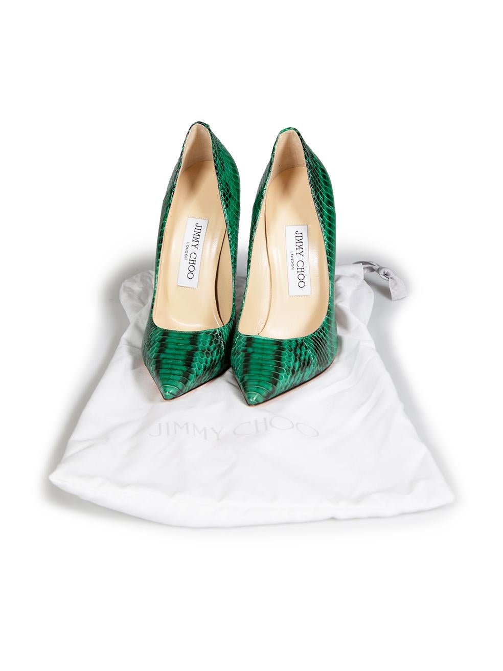 Jimmy Choo Green Python Embossed Anouk Pumps Size IT 36 2