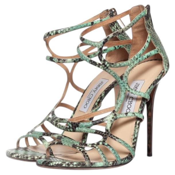 Jimmy Choo, Sandales gladiateurs en python vert en vente