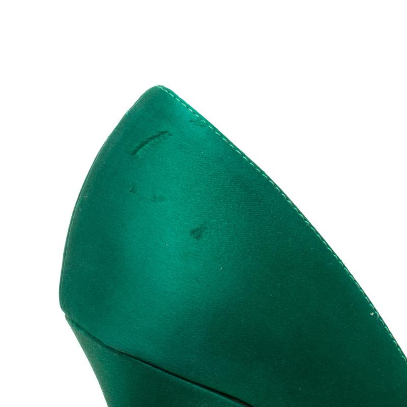 Jimmy Choo Green Satin Embellished Manda Pumps Size 37 1