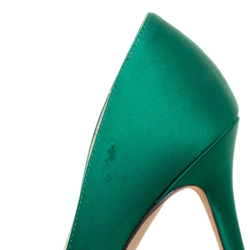 Jimmy Choo Green Satin Embellished Manda Pumps Size 37 2