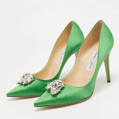 Jimmy Choo Green Satin Manda Pumps Size 39