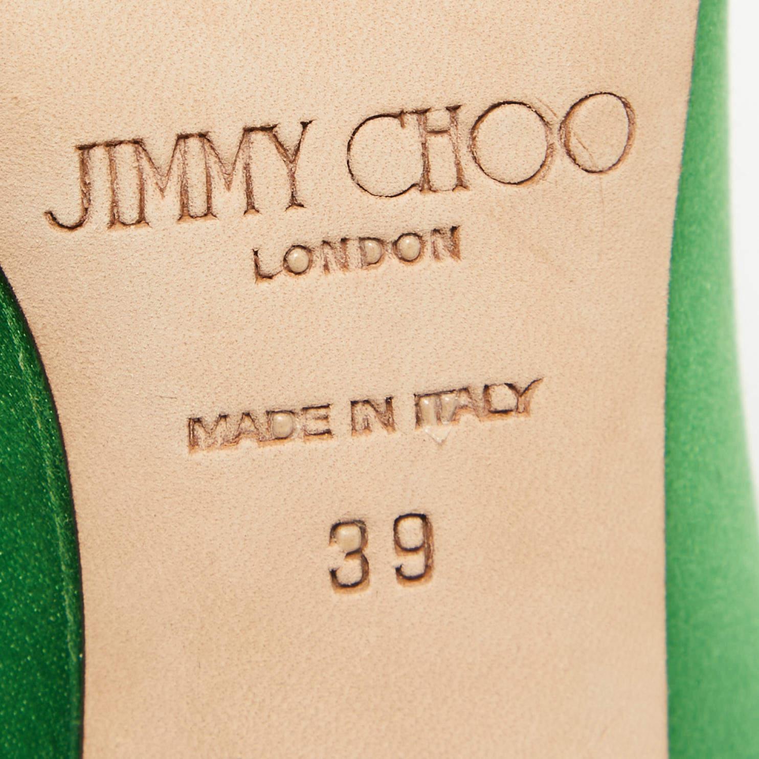 Jimmy Choo Green Satin Manda Pumps Size 39 For Sale 4