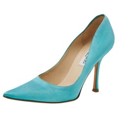 Jimmy Choo Green Satin Pointed Toe Pumps Size 38.5