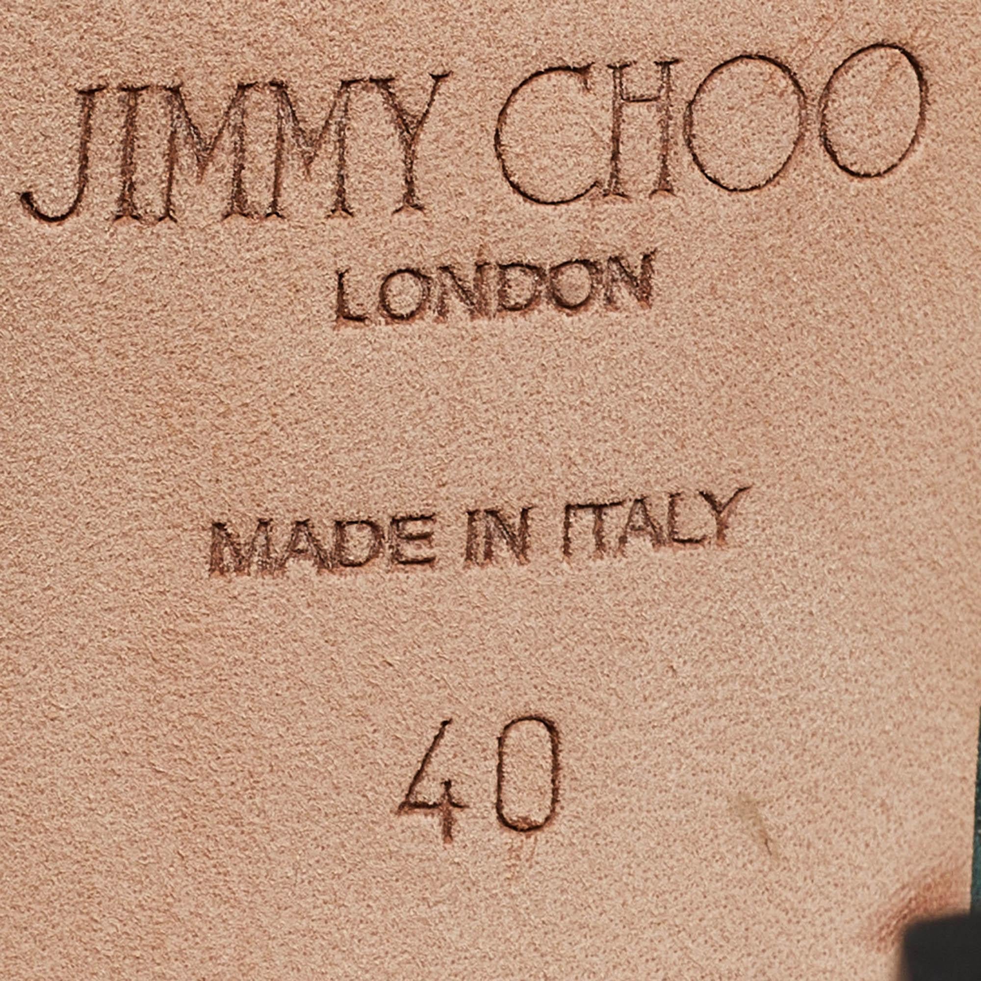 Jimmy Choo Green Satin Saeda Crystals Pumps Size 40 4