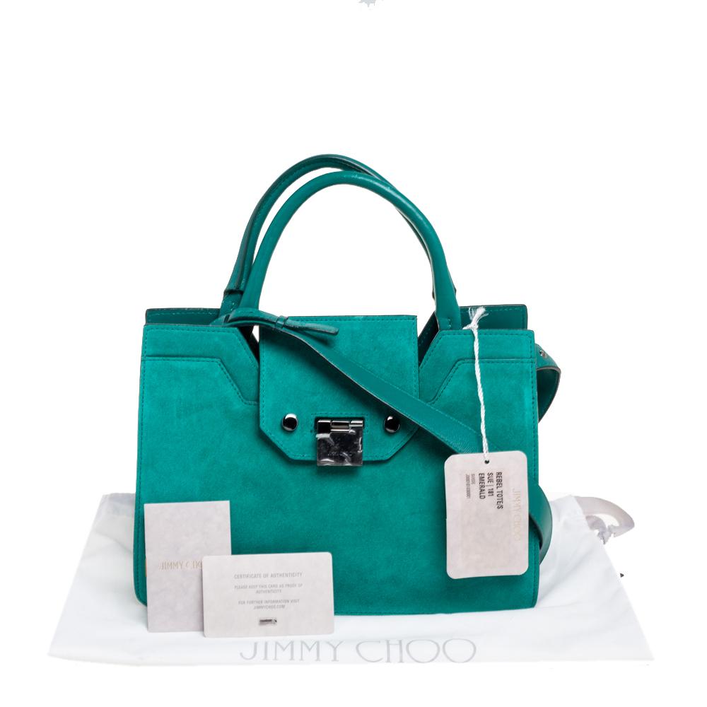 Jimmy Choo Green Suede And Leather Rebel Tote 7