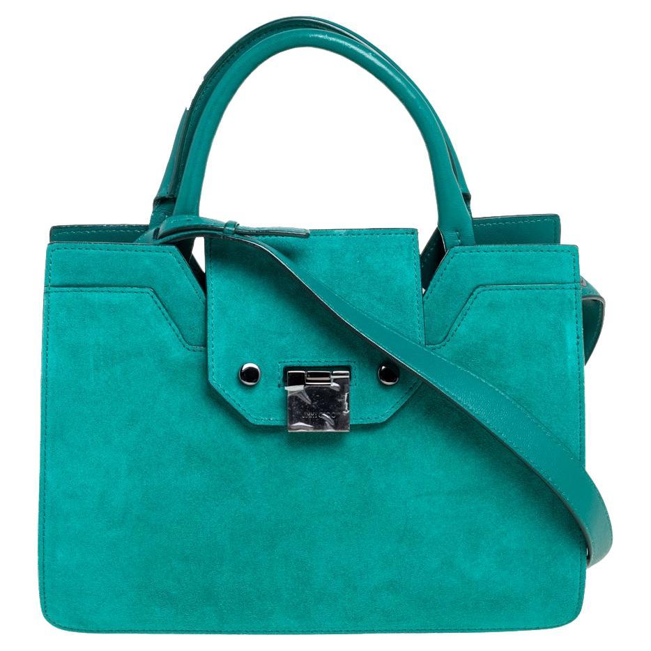 Jimmy Choo Green Suede And Leather Rebel Tote