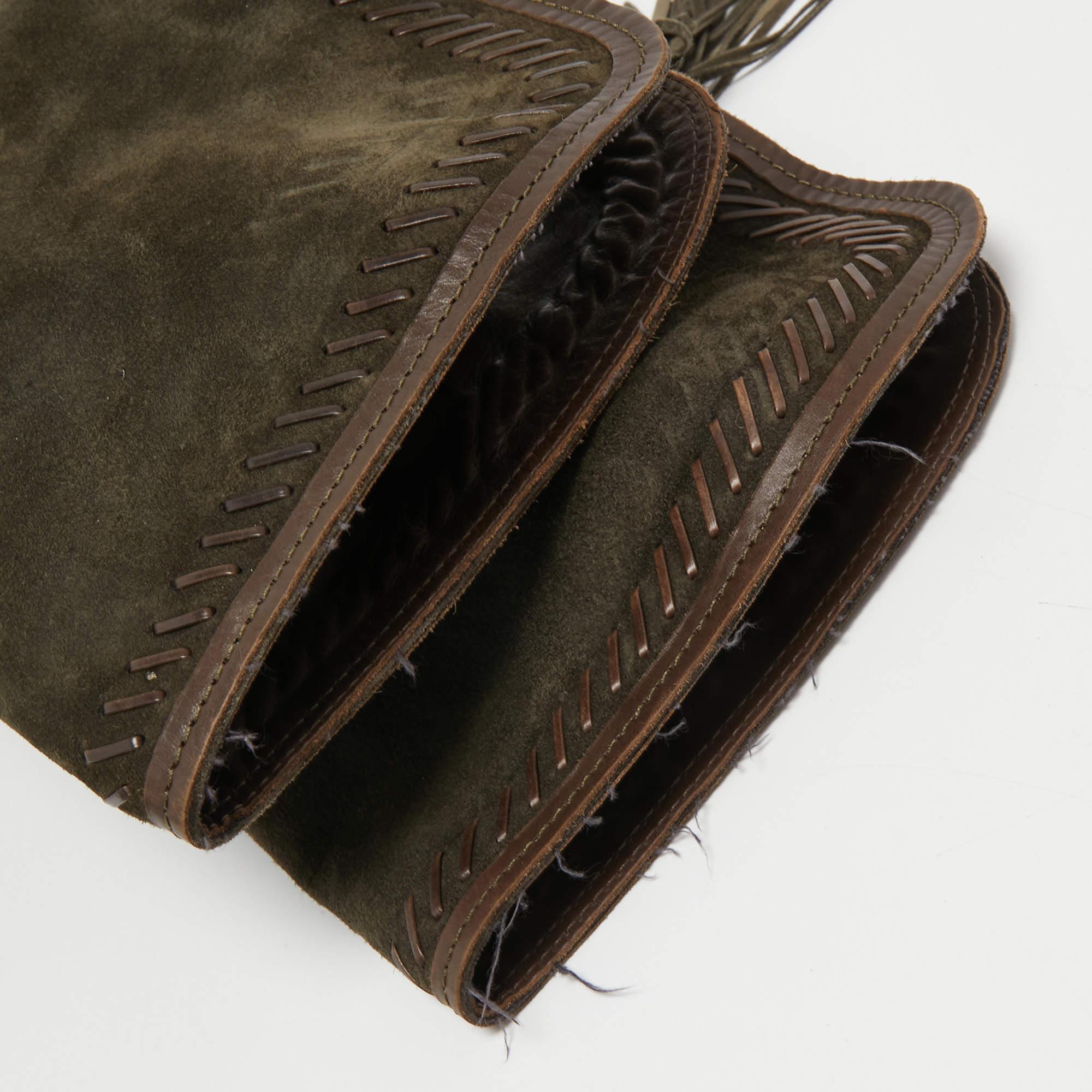 Jimmy Choo - Bottes longueur genou en daim et cuir vert, taille 38 en vente 3