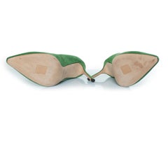 Jimmy Choo, green suede Romy 85 pumps