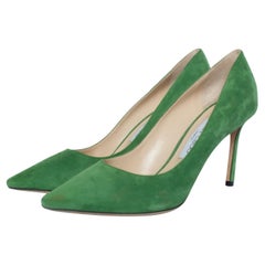 Jimmy Choo, green suede Romy 85 pumps