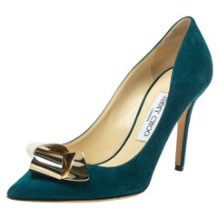Jimmy Choo Green Suede Vesna Pumps Size 37.5