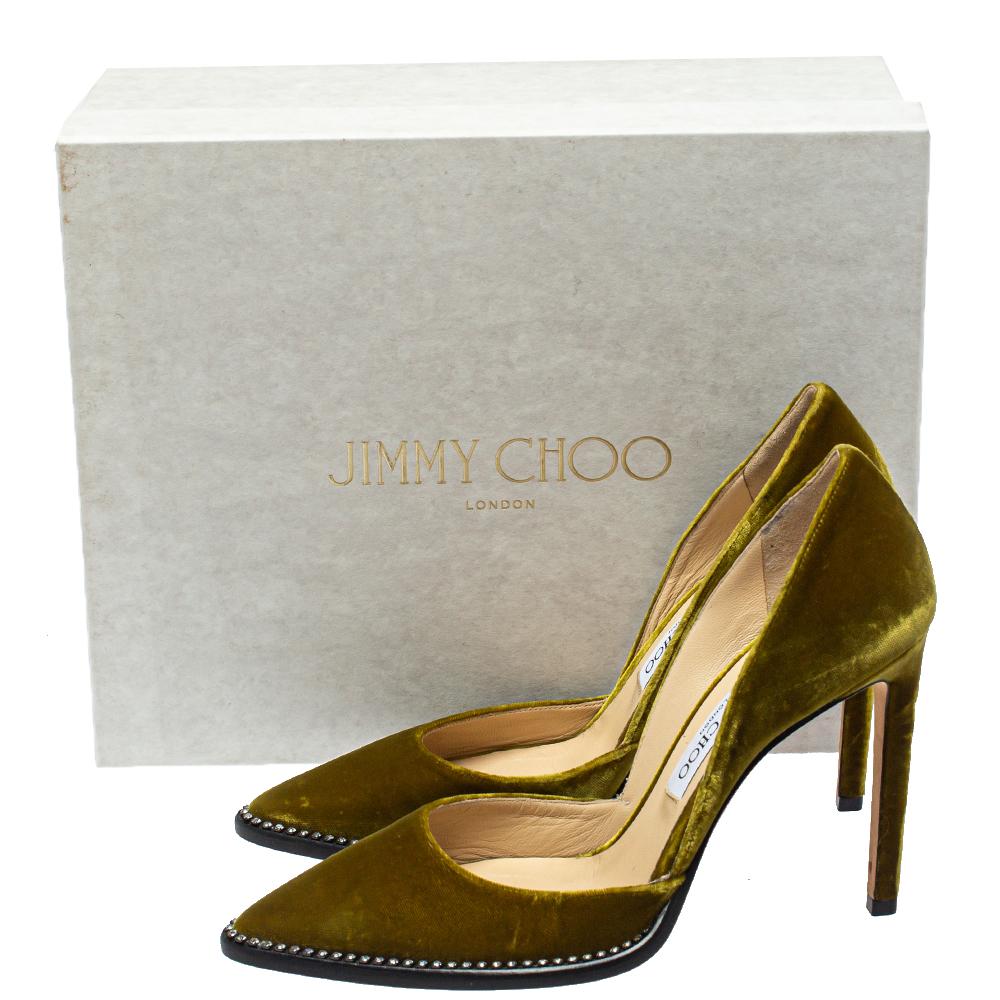 Women's Jimmy Choo Green Velvet Babette Pointed Toe Pumps Size 39