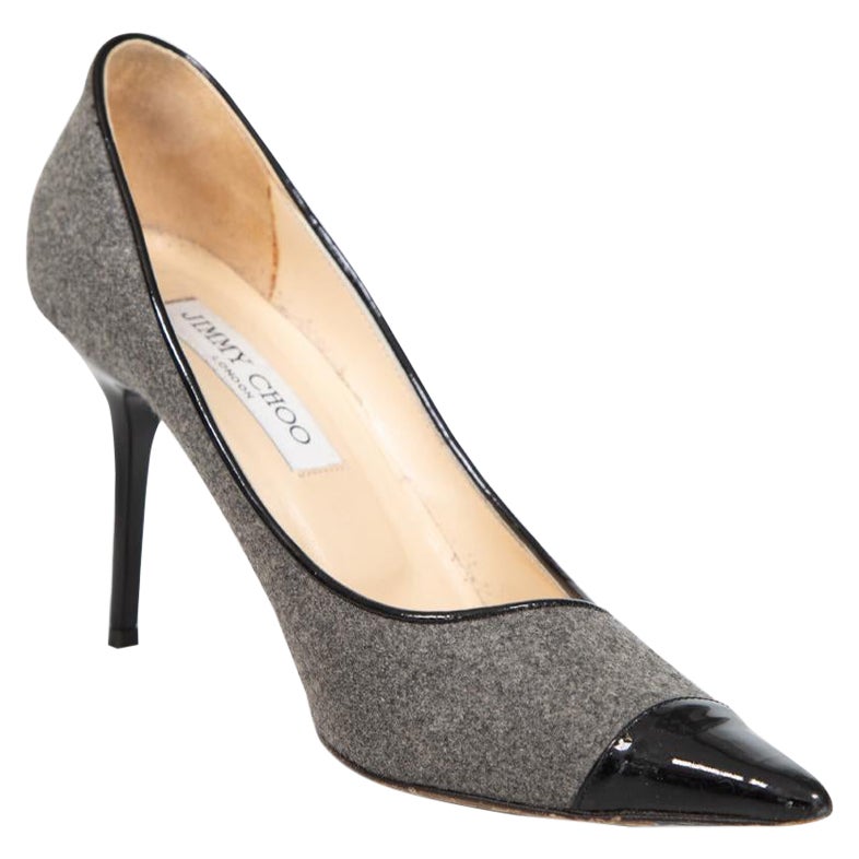 Jimmy Choo Grey 
Black Patent Toe Detail Heels Size IT 38 im Angebot